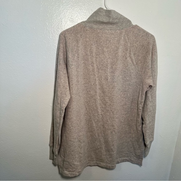 J. Crew Factory Wide Button-Collar Tunic Sweatshirt Oatmeal Heather - Picture 11 of 16